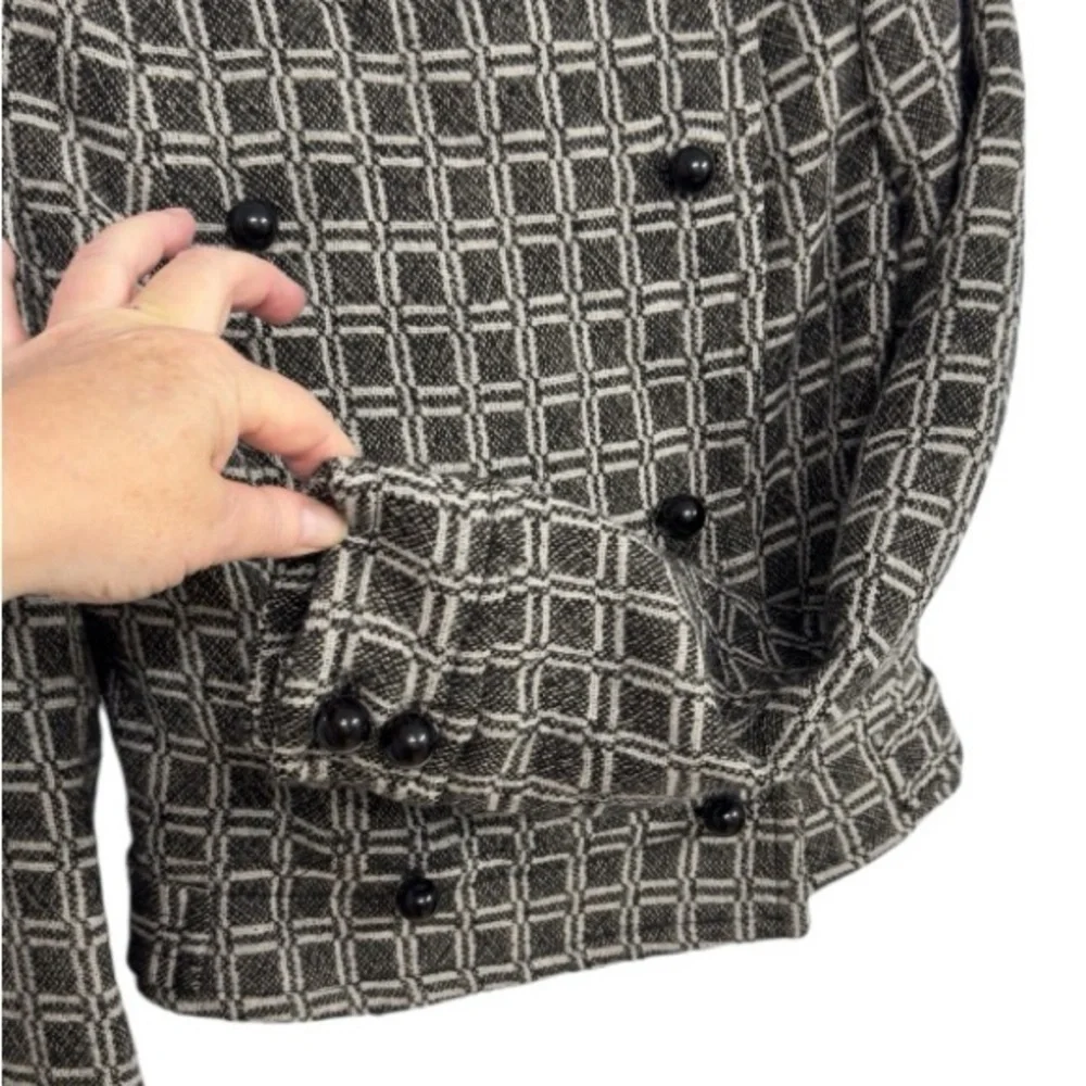 Tracy Reese Geometric Gray Wool Blend Double Breasted Cropped Jacket Size 4